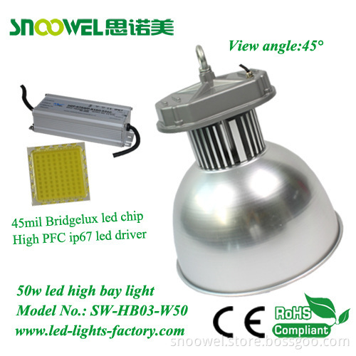50w Led Industrial High Bay Lighting Bridgelux Cob